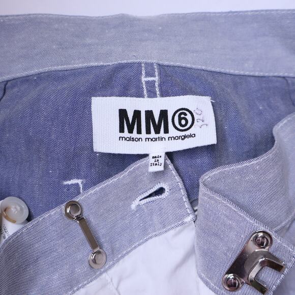 MAISON MARTIN MARGIELA MM6 Patchwork Linen Shorts Blue Casual Women's 38/US 6 - Picture 7 of 9